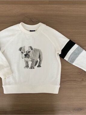 Janie and Jack White Crewneck Sweatshirt with Bulldog Print Boy’s Size 2T
